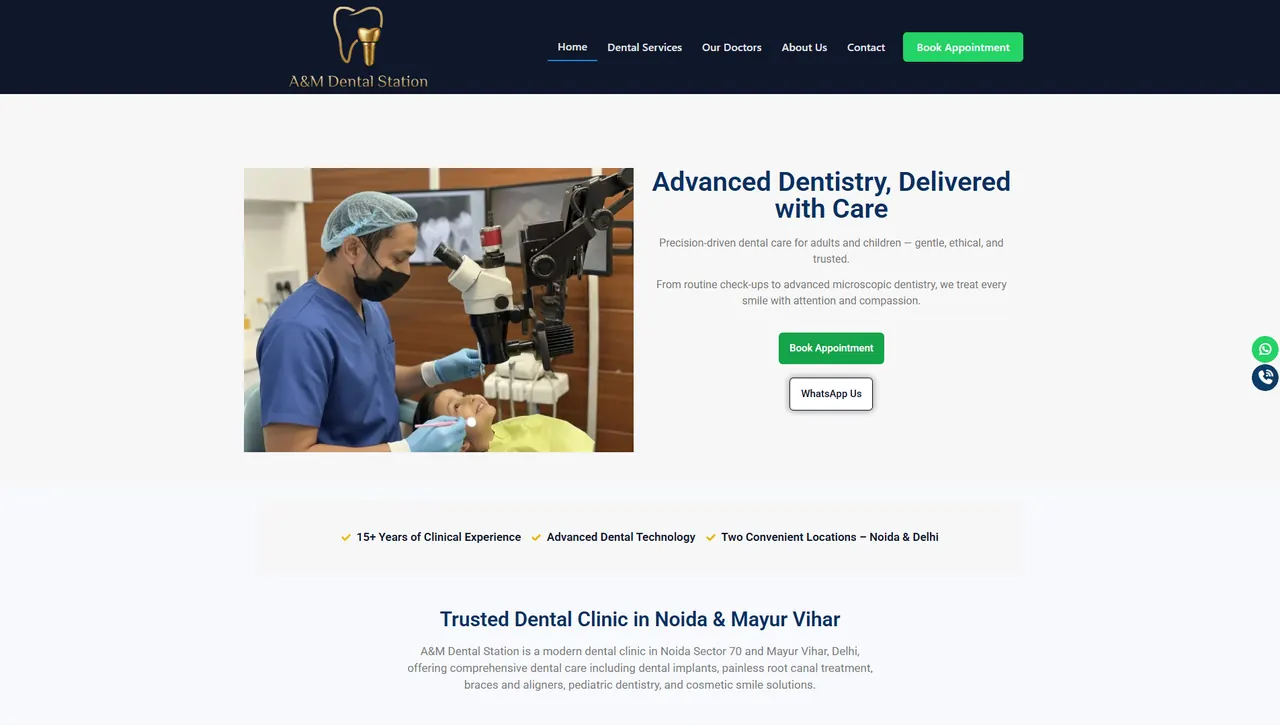 A&M Dental Station website before the Nifrox rebuild